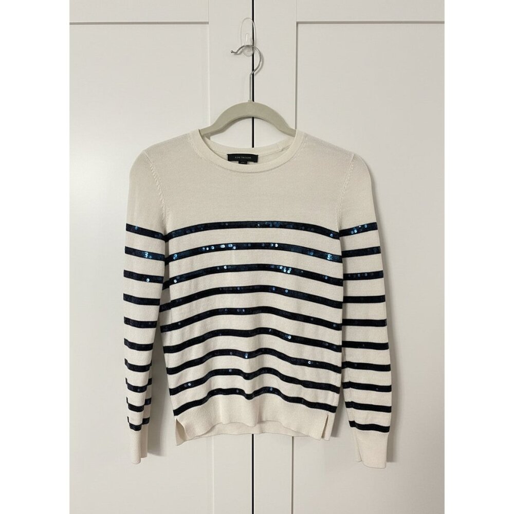 ANN‎ TAYLOR Lightweight Sequin Stripe Sweater - Size Small